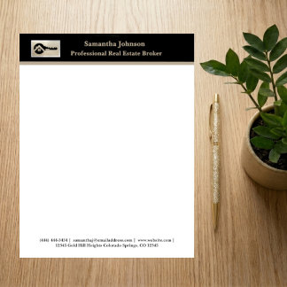 Black Key Champagne Glitter Realtor Professional Letterhead