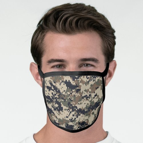Black Khaki Brown  Green Pixel Camo Camouflage Face Mask