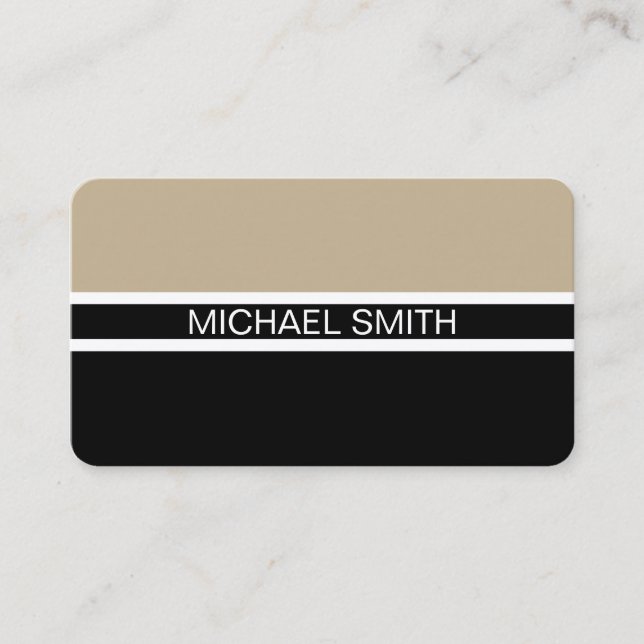 Black Khaki Professional Elegant Modern Business Card (Front)