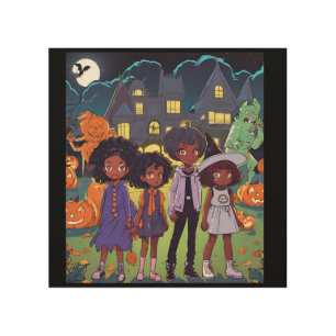 Black Kids Stumble On A Haunted Town Halloween Wood Wall Art
