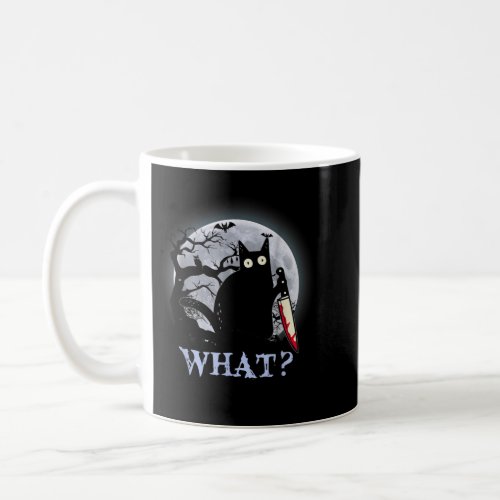 Black Killer Cat Costume Halloween with Knife T_Sh Coffee Mug