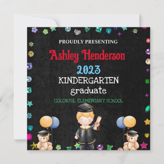 Black Kindergarten Graduation Invitation (Front)