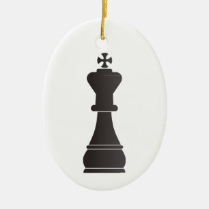 Black king chess piece ceramic ornament