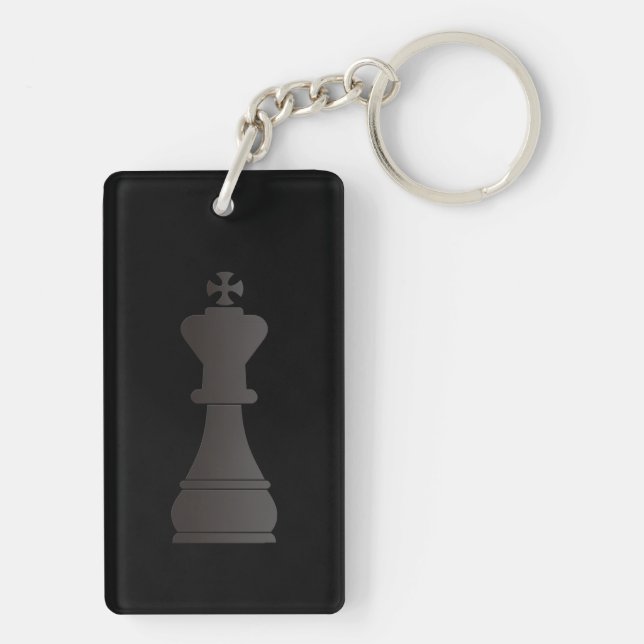 Black king chess piece keychain (Back)