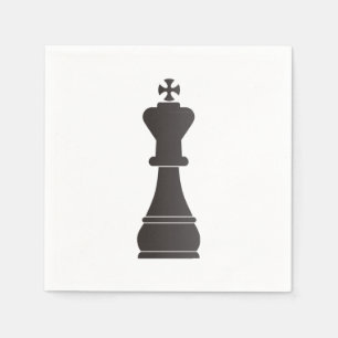 Black king chess piece paper napkins