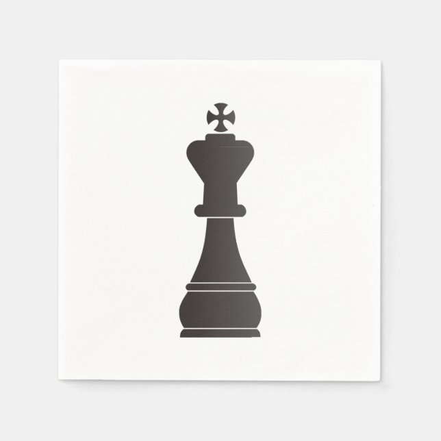 Black king chess piece paper napkins (Front)
