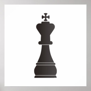 Black king chess piece poster