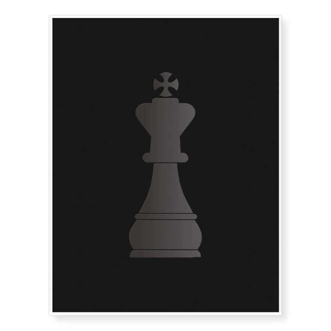 Black king chess piece temporary tattoos (Front)