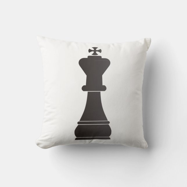 Black king chess piece throw pillow (Front)