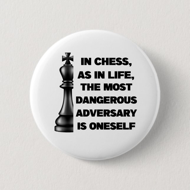 Black King Chess Piece Wisdom Power Strategy Button (Front)