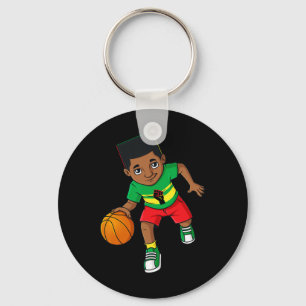 Black King Dribbling A Bysketbyll Brown Skin Boys Keychain