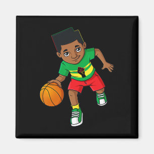Black King Dribbling A Bysketbyll Brown Skin Boys Magnet