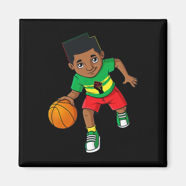 Black King Dribbling A Bysketbyll Brown Skin Boys  Magnet (Front)