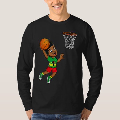 Black King Dunking A Basketball Brown Skin Boys Ki T_Shirt