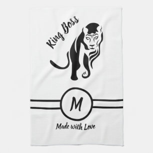 Black King Lion Leo Kitchen Towel