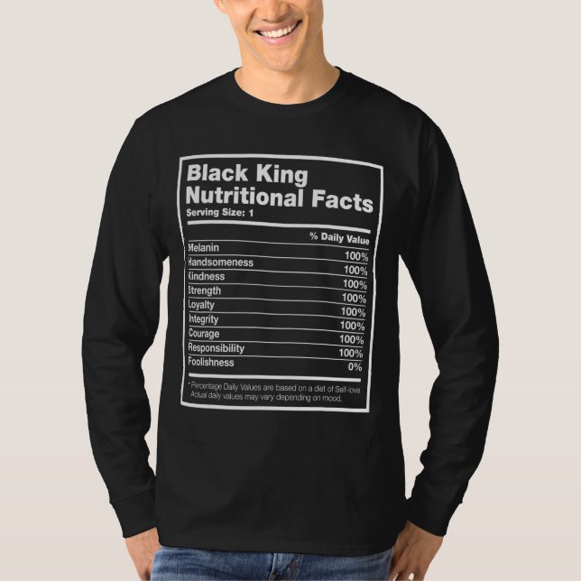 Black King Nutritional Facts Black History Month M T-Shirt (Front)