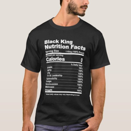 Black King Nutritional Facts T_Shirt