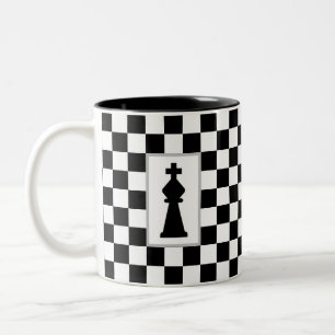 Black King on Black & White Chess Two-Tone Coffee Mug