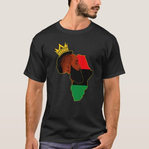 Black King Pan African Flag Map History Month Mela T_Shirt