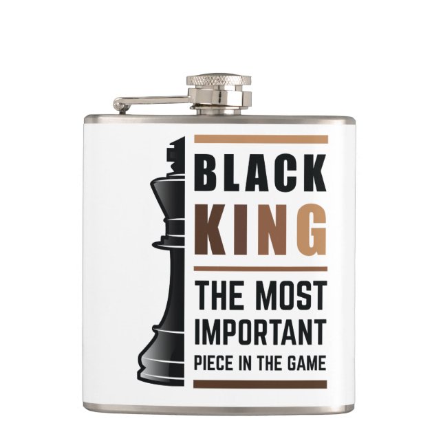 Black King The Most Important Piece In The Game 2 Flask (Front)