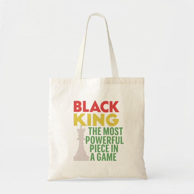 Black King: The Most Powerful Piece Tote Bag (Front)