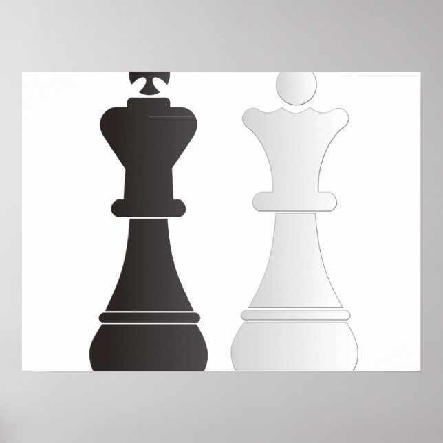 Black king white queen chess pieces poster (Front)