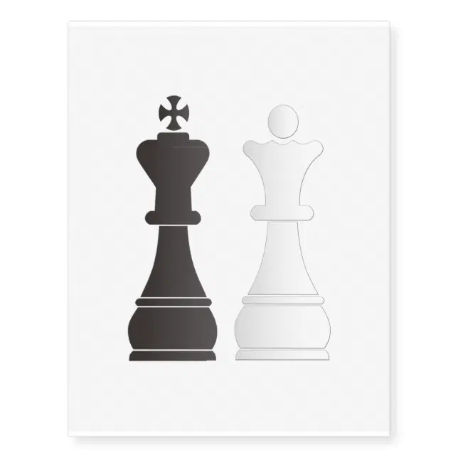 Chess King and Queen Couples Temporary Tattoo