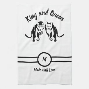Black Kings and Queens Black Leo Lion and Lioness Kitchen Towel