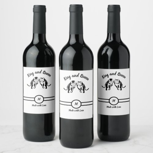 Black Kings and Queens Black Leo Lion and Lioness Wine Label