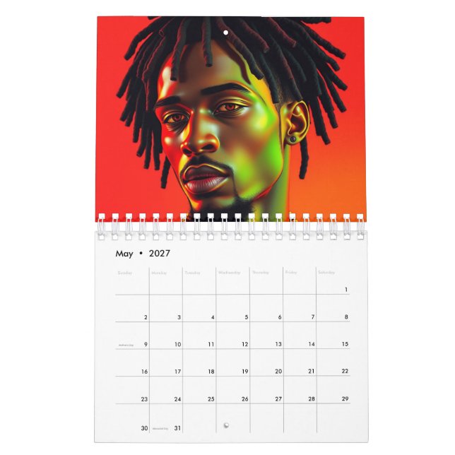 Black Kings Melanin Men Afrocentric Bruh Dreadlock Calendar (May 2027)