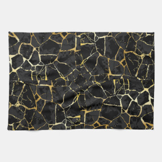 Black Kintsugi Gold Vein  Kitchen Towel