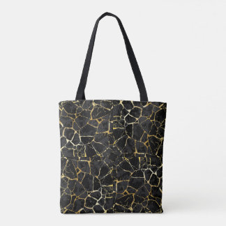 Black Kintsugi Gold Vein  Tote Bag