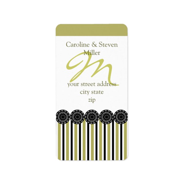 Black Kiri Monogram Address Label (Front)