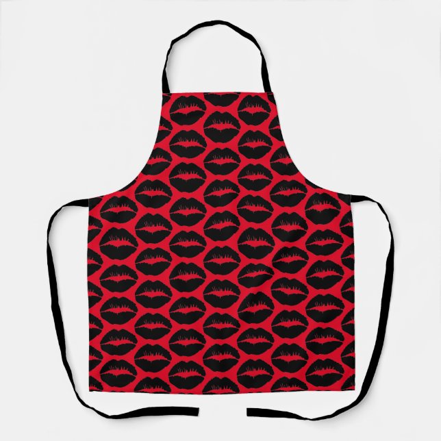Black Kissy Lips Apron (Front)