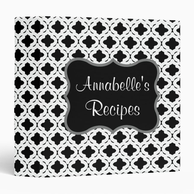 Black Kitchen Recipe Organizer Binder Gift (Front/Spine)