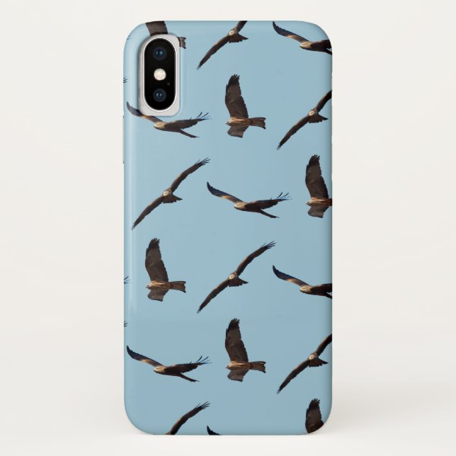 Black Kite Frenzy iPhone X Case (Light Blue) (Back)