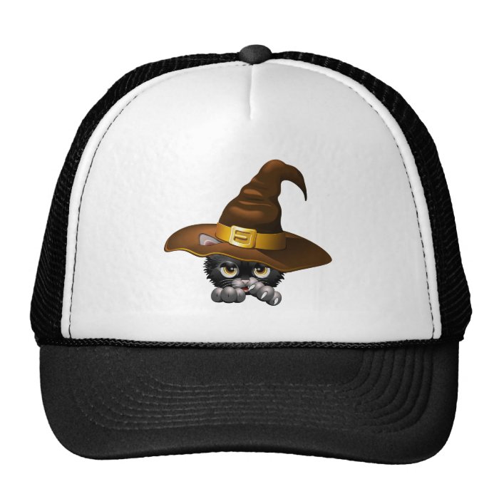 Black Kitten Cartoon With Witch Hat