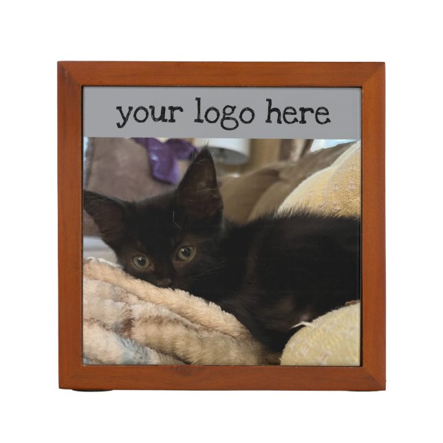 Black kitten desk organizer (Front)