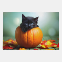 Black Kitten In A Pumpkin