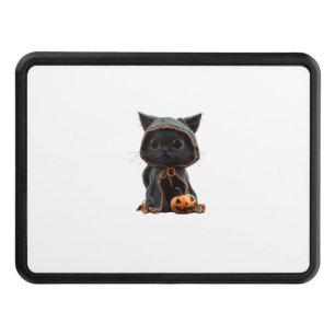 Black Kitten in Pumpkin Cape - Halloween Design Hitch Cover