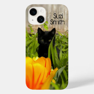 Black Kitten in the Garden Case-Mate iPhone 14 Case