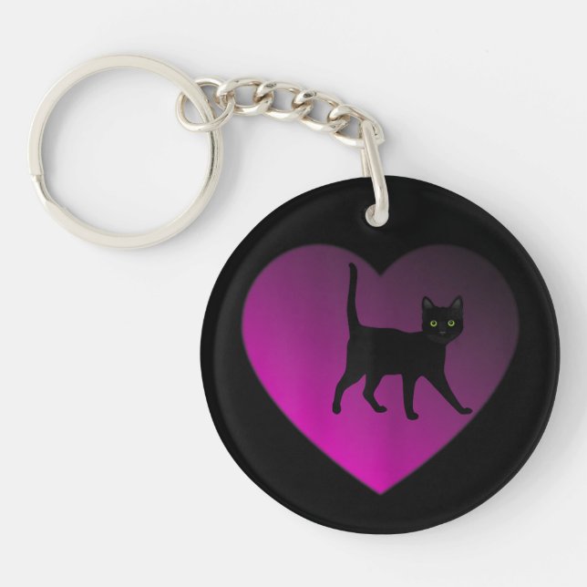 Black Kitten In Your Heart, Black Cat Keychain (Front)