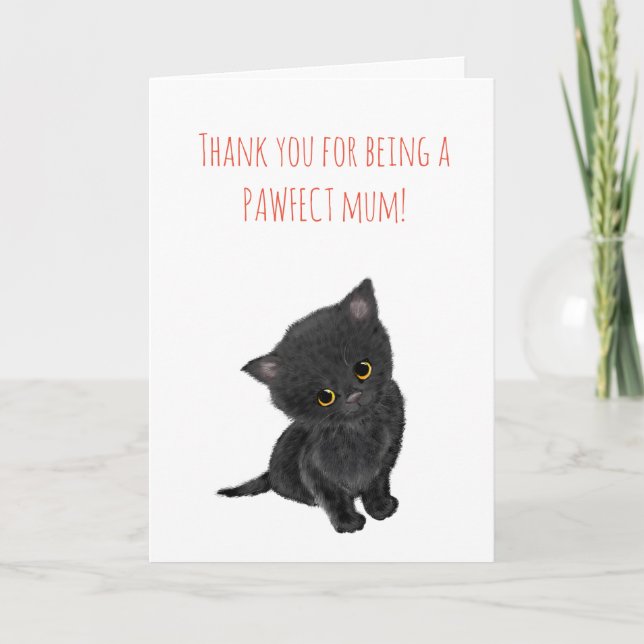 Black kitten Mother's Day card (Front)
