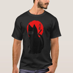 Black Kitten Ninja Cat Kitty Japanese Samurai Cat  T-Shirt