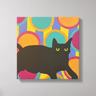Black Kitten Stretched Canvas Print