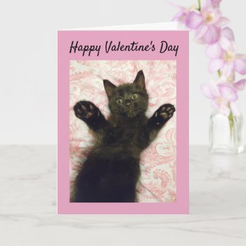 Black Kitten Valentine's Day Card by Purranimals at Zazzle