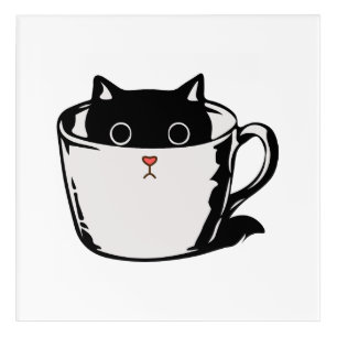 Black kitten with red nose hiding in a cup acrylic print