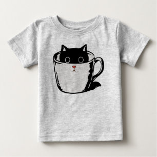 Black kitten with red nose hiding in a cup baby T-Shirt