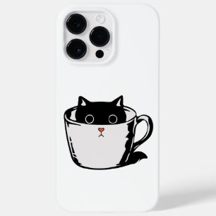 Black kitten with red nose hiding in a cup Case-Mate iPhone 14 pro max case