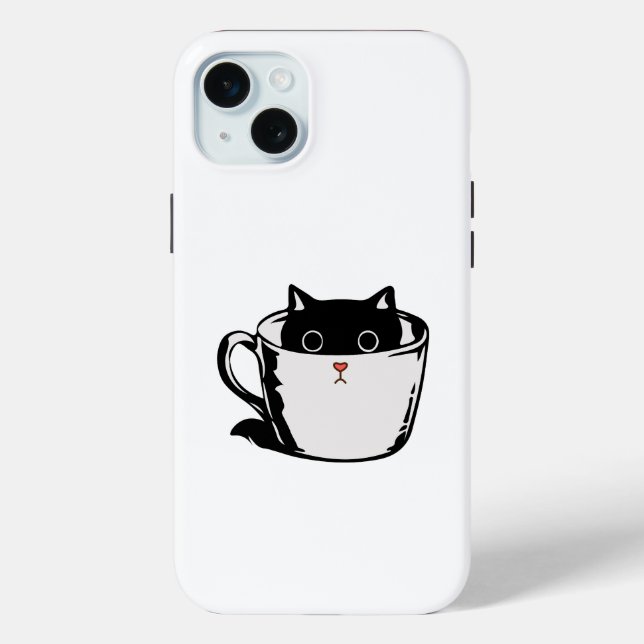 Black kitten with red nose hiding in a cup Case-Mate iPhone case (Back)